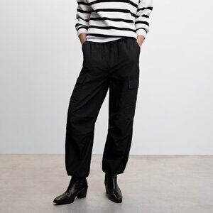 Mango Oversized Baggy Utility Cargo Parachute Pants Sz 4 Small